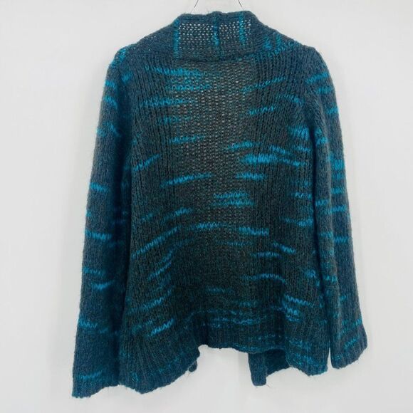 Elsamanda Size Large Made in Italy Blue & Black Mohair Wool Cardigan Sweater - Picture 10 of 10